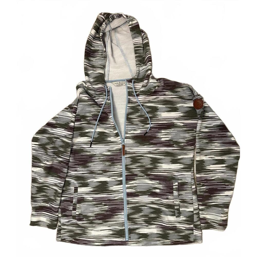 Men’s M Alpine Design Full Zip Graphic Striped Hoodie Coogi Style Pockets